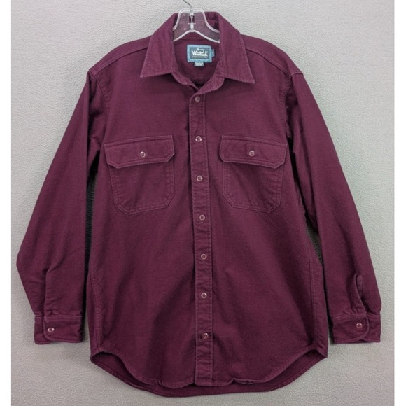 Vintage Woolrich Chamois Button Down Long Sleeve Shirt Mens Size M Purple Mexico - Picture 1 of 8